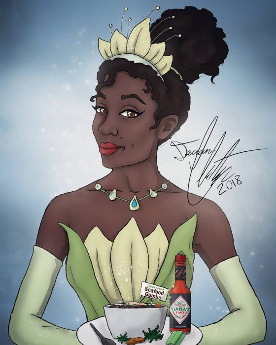 Dibujo de Tiana de la película La princesa y el sapo