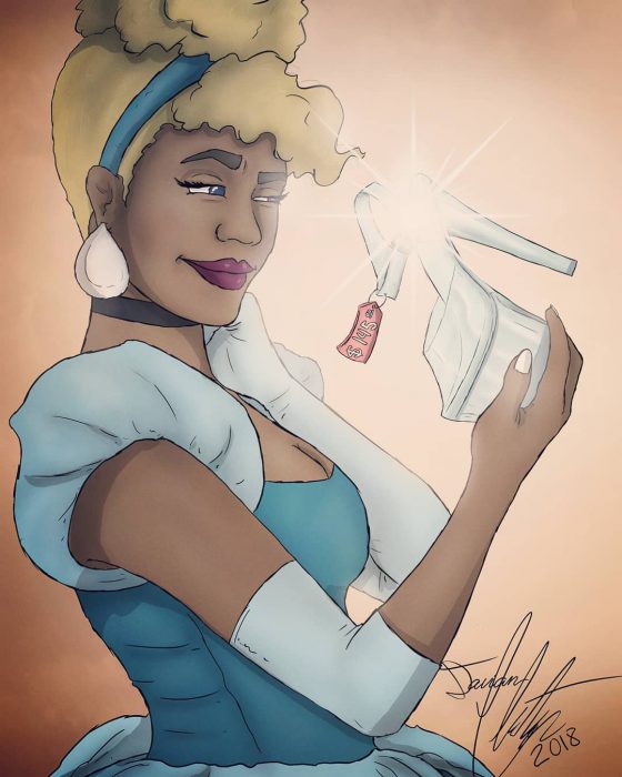 Dibujo de Cenicienta sosteniendo un zapato