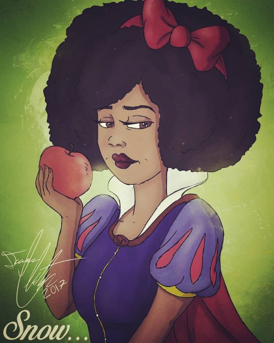 dibujo d eBlancanieves con cabello afro