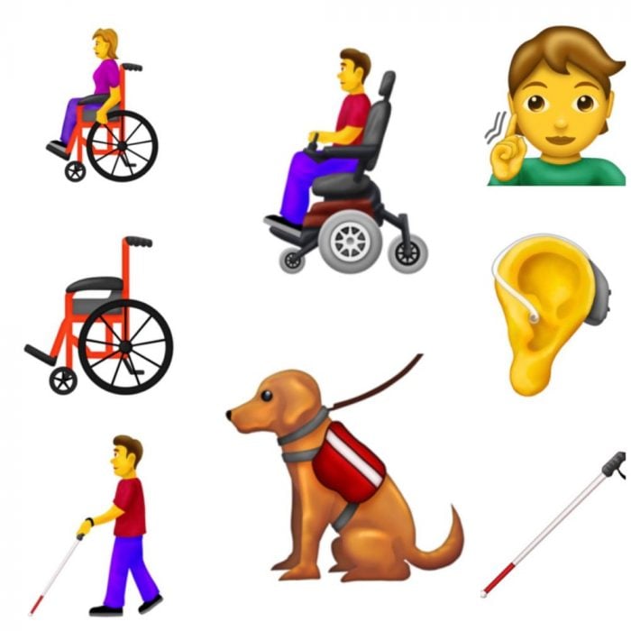 fondo blanco con emojis de colores discapacidades 