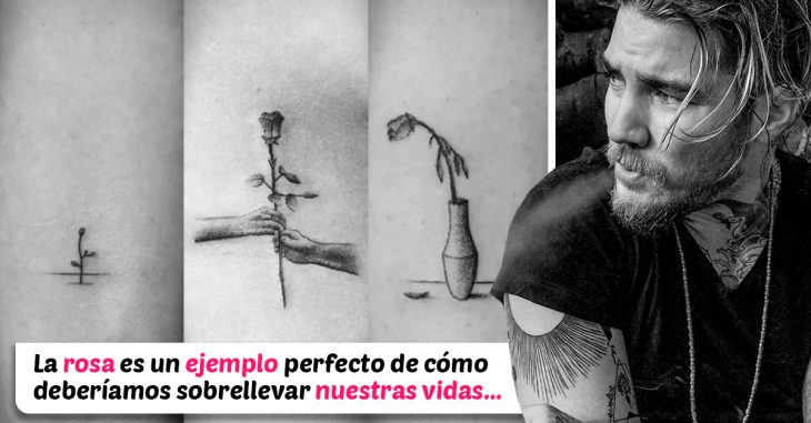 Tatuador crea una historia con 70 tatuajes diferentes para representar el ciclo de la vida con una rosa