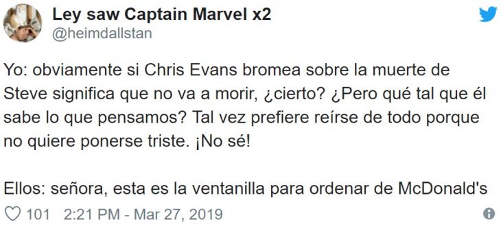 Fans en Twitter reaccionan a las bromas de Chris Evans sobre la muerte de Steve Rogers, alias Capitán América, en Avengers: Endgame