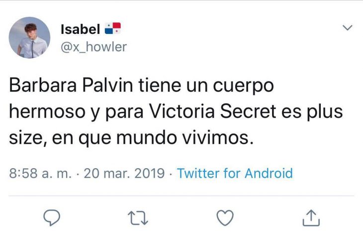 Publicación de Twitter sobre la supuesta modelo plus size de Victoria Secret