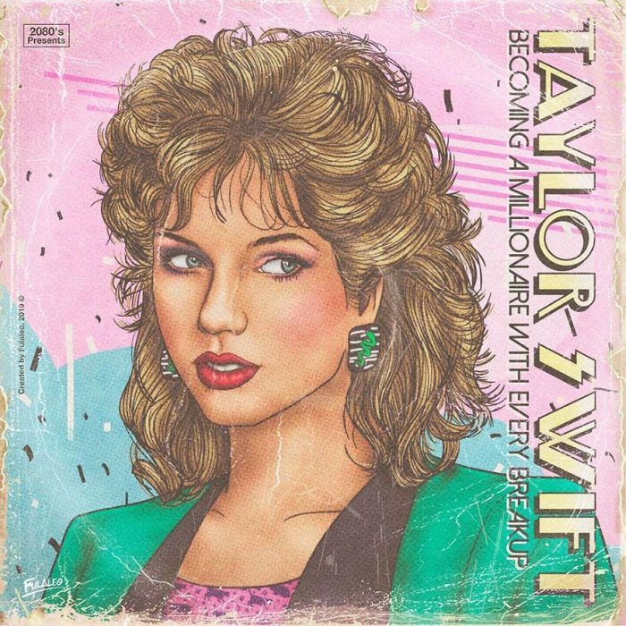 Ilustración estilo años 80 de Taylor Swift 