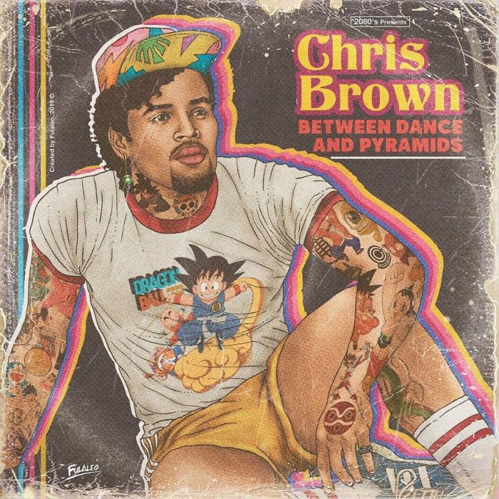 Ilustración estilo años 80 de Chris Brown
