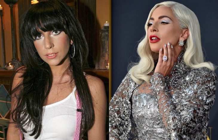 Famosas antes y después, Lady Gaga con cabello negro y con cabello rubio platinado