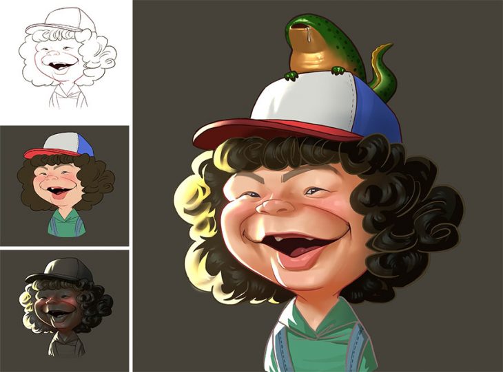 Artista hace caricaturas de celebridades 