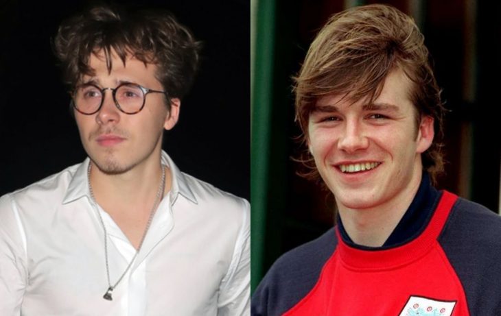 Brooklyn Beckham y David Beckham joven, famosos jóvenes