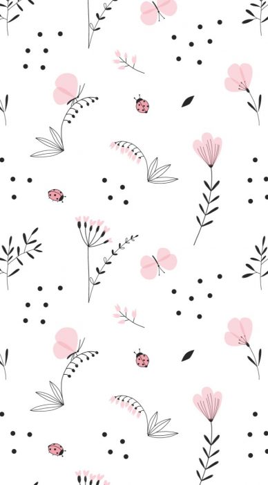 Fondo para celular, wallpaper bonito de flores minimalistas sobre fondo blanco