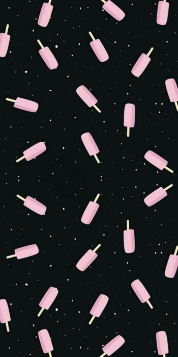 Fondo para celular, wallpaper bonito de paletas de nieve rosas en fondo de espacio con estrellas