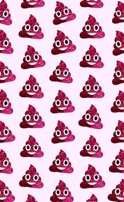 Fondos de pantalla para celular, wallpaper de emoji de caquita con brillantina rosa