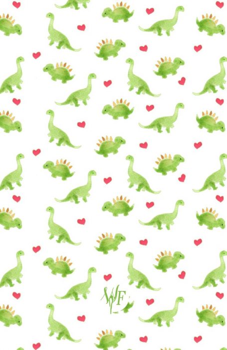 Fondo para celular, wallpaper bonito de dinosaurios y corazones en fondo rosa