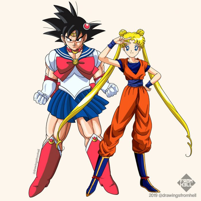 personajes de Dragon Ball y Sailor Moon