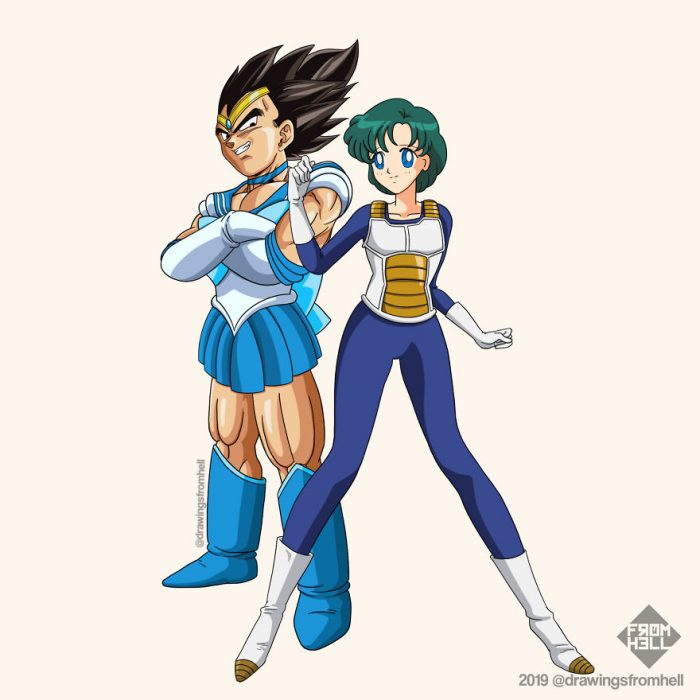 personajes de Dragon Ball y Sailor Moon