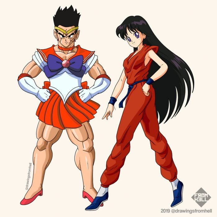 personajes de Dragon Ball y Sailor Moon