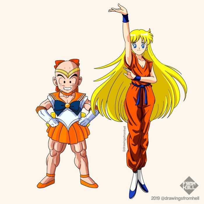 personajes de Dragon Ball y Sailor Moon