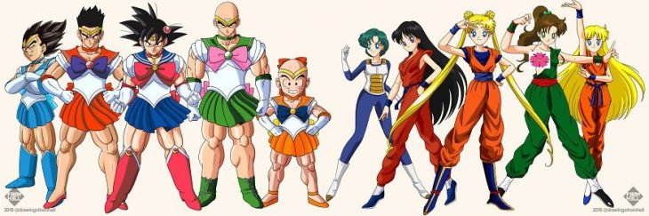 personajes de Dragon Ball y Sailor Moon