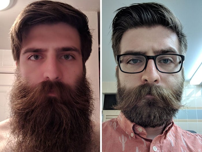 hombre con y sin anteojos