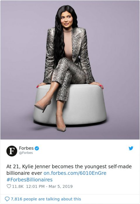 Kylie Jenner se convierte en la primera multimillonaria más joven 