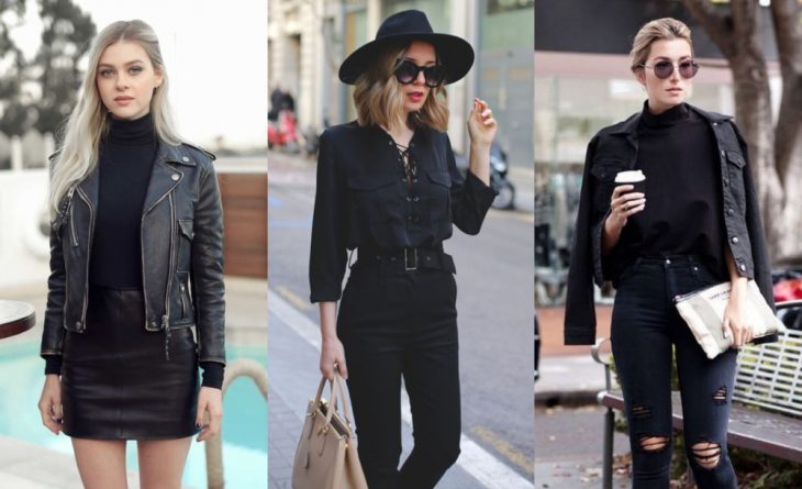 mujeres usando outfits en color negro 