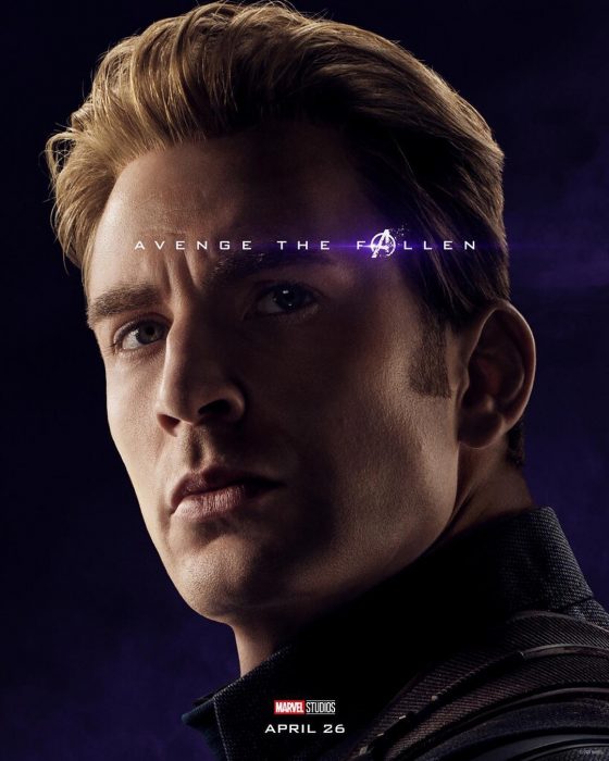 Chico con cabello rubio peinado hacia atrás, ceño fruncido, Captain America, Chris Evans, Póster oficial de la película Avengers: Endgame