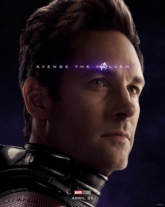 Hombre de nariz afilada, piel clara, cabello corto, Ant-Man, Paul Rudd, Póster oficial de la película Avengers Endgame