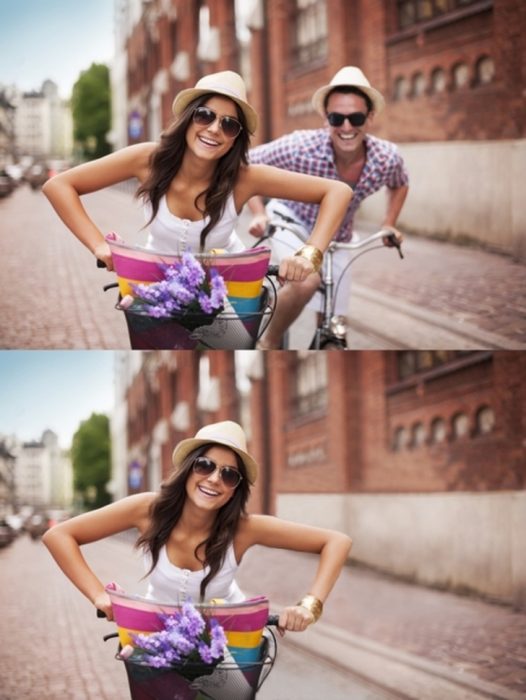pareja de novios paseando en bicicleta