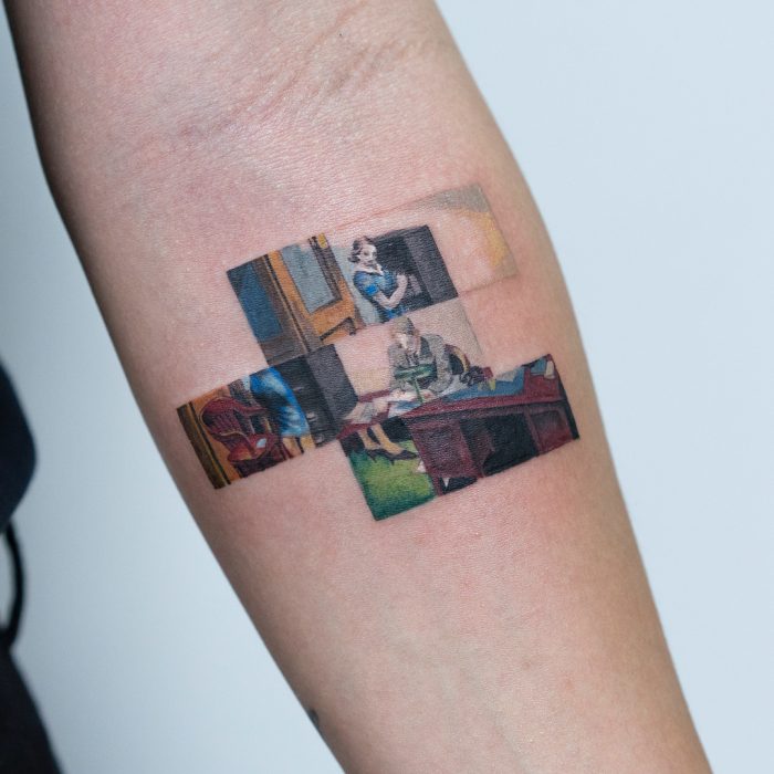 Tatuaje de pintura famosa en el brazo, Edward Hopper, Oficina por la noche