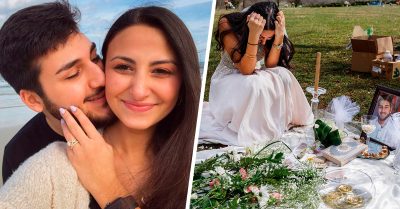 Visita la tumba de su prometido vestida de novia