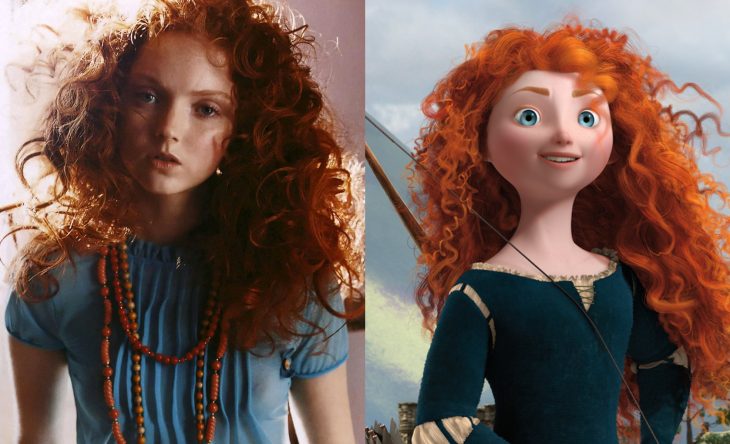 Princesas de películas Disney si fueran famosas de la vida real, actriz Lily Cole como Mérida de Valiente