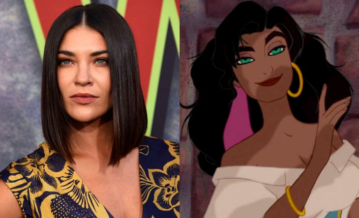 Princesas de películas Disney si fueran famosas de la vida real, actriz Jessica Szohr como Esmeralda de la película El jorobado de Notre Dame