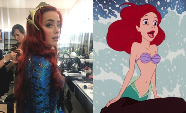 Princesas de películas Disney si fueran famosas de la vida real, actriz pelirroja Amber Heard como Ariel de la Sirenita