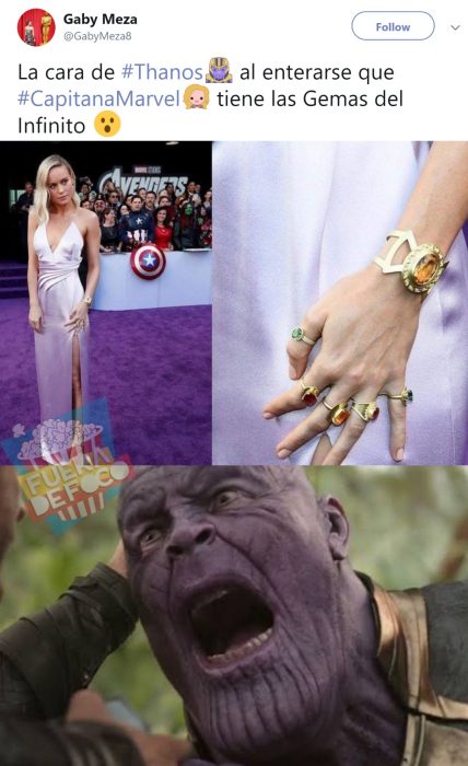 Twitter reacciona a Scarlett Johansson que interpreta a la Viuda Negra y Brie Larson en el papel de Capitana Marvel en la premiere de la película de Avengers: Endgame en Los Angeles, usando las gemas del infinito