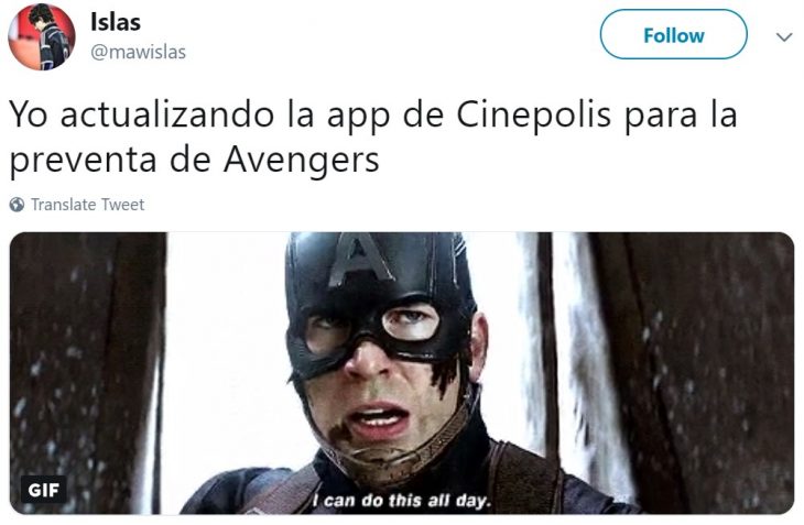 Memes de Cinépolis y Cinemex en Twitter sobre preventa de boletos para Avengers: endgame, meme de Capitán Amérrica