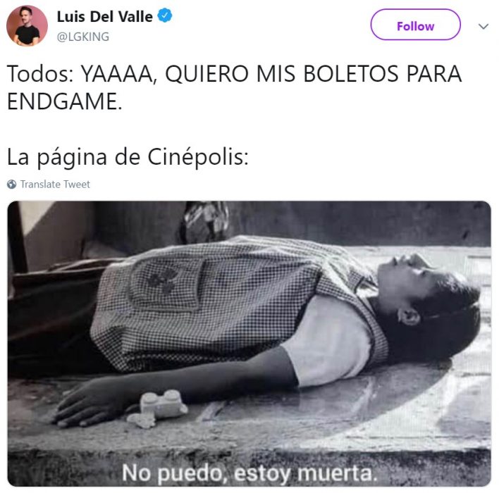 Memes de Cinépolis y Cinemex en Twitter sobre preventa de boletos para Avengers: endgame, meme de Roma