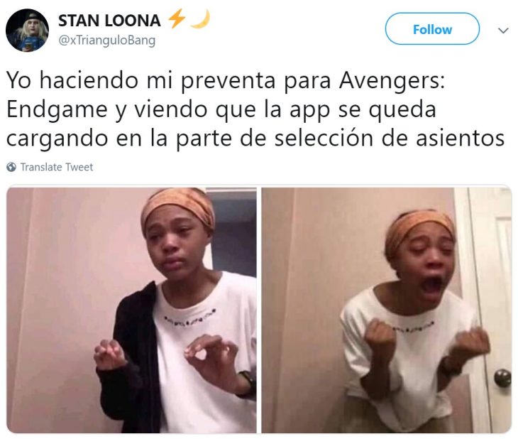 Memes de Cinépolis y Cinemex en Twitter sobre preventa de boletos para Avengers: endgame, meme de niña tratando de explicar