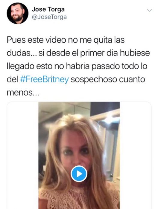Tuit que habla sobre el vídeo de la cantante Britney Spears donde desmintió estar contra su voluntad