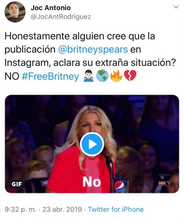 Tuit de fan de la cantante Britney Spears acerca de su situación mental