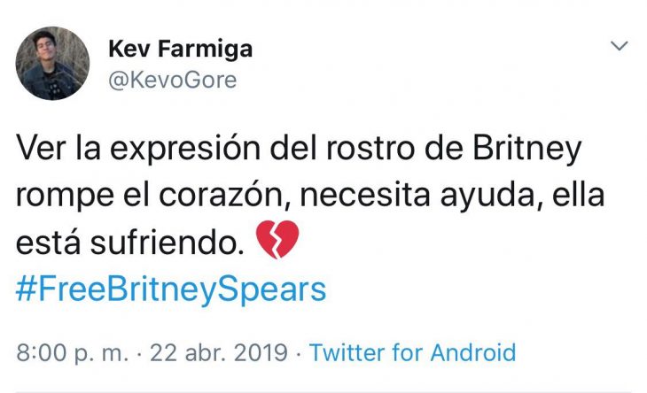 Tuit de fan que habla sobre su preocupación por la cantante Britney Spears y su condición actual