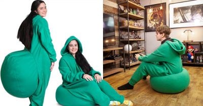 Con esta pijama de puff integrado puedes sentarte en cualquier lugar