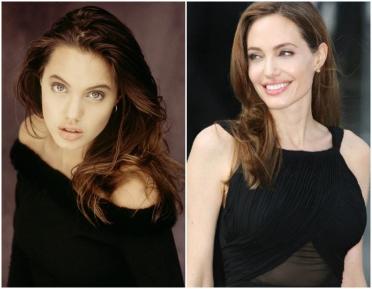 Angelina Jolie antes y después de operarse el busto