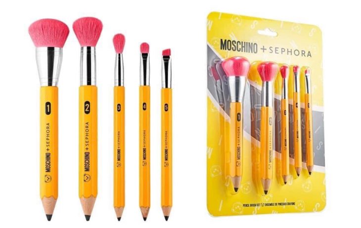 Set de brochas en forma de lápices de la nueva colección de maquillaje en colaboración con Moschino y Sephora