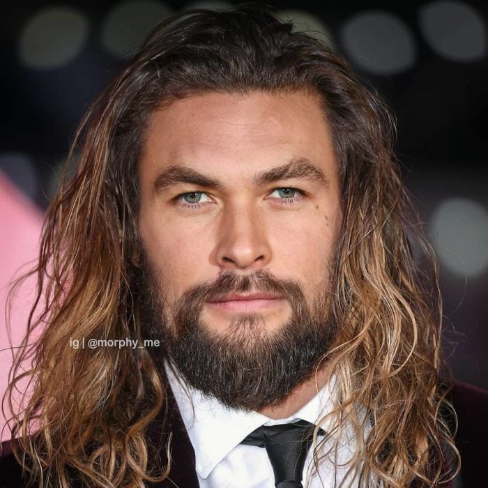 Hombre con cabello largo, barba frondoza, Jason Momoa, Chris Hemsworth, Morphy_Me