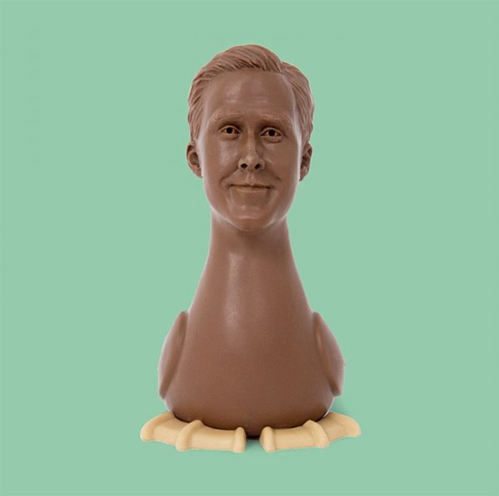 Chocolates en forma de ganso con el rostro de Ryan Gosling