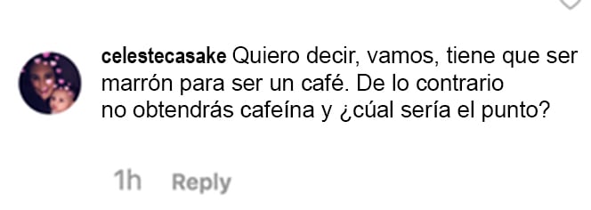Opinión de un usuario de Instagram sobre el café