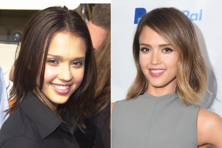 Jessica Alba compared before and after surgery