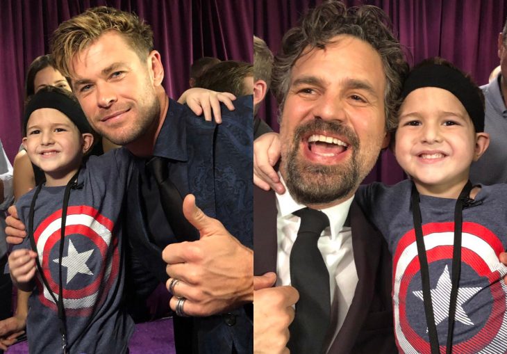 Felipe Andres Muyshondt, boy attends the world premiere of Avengers: Endgame and meets Chris Hemsworth, Thor and Mark Ruffalo, Hulk