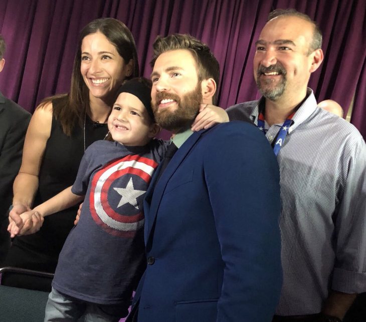 Felipe Andres Muyshondt, boy and his family with Chris Evans, Captain America, at the premiere of Avengers: Endgame