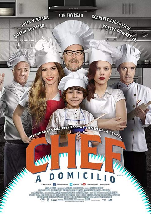 Poster of the movie Chef at home starring Robert Downey Jr and Scarlett Johansson 