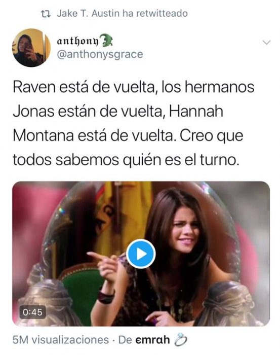 Tuit que habla sobre el posible regreso de Los Hechicheros de Waverly Place